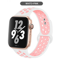 Load image into Gallery viewer, Silicone Strap For Apple Watch band 44mm 40mm 38mm 42mm Breathable wrist Sport belt bracelet iWatch serie 5 4 3 2 SE 6 watchband

