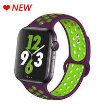 Load image into Gallery viewer, Silicone Strap For Apple Watch band 44mm 40mm 38mm 42mm Breathable wrist Sport belt bracelet iWatch serie 5 4 3 2 SE 6 watchband
