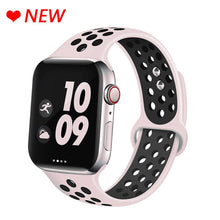 Load image into Gallery viewer, Silicone Strap For Apple Watch band 44mm 40mm 38mm 42mm Breathable wrist Sport belt bracelet iWatch serie 5 4 3 2 SE 6 watchband
