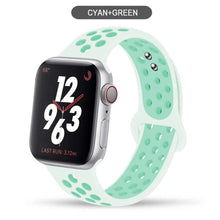 Load image into Gallery viewer, Silicone Strap For Apple Watch band 44mm 40mm 38mm 42mm Breathable wrist Sport belt bracelet iWatch serie 5 4 3 2 SE 6 watchband
