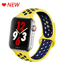 Load image into Gallery viewer, Silicone Strap For Apple Watch band 44mm 40mm 38mm 42mm Breathable wrist Sport belt bracelet iWatch serie 5 4 3 2 SE 6 watchband
