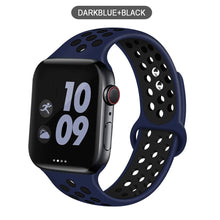 Load image into Gallery viewer, Silicone Strap For Apple Watch band 44mm 40mm 38mm 42mm Breathable wrist Sport belt bracelet iWatch serie 5 4 3 2 SE 6 watchband
