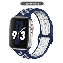 Load image into Gallery viewer, Silicone Strap For Apple Watch band 44mm 40mm 38mm 42mm Breathable wrist Sport belt bracelet iWatch serie 5 4 3 2 SE 6 watchband
