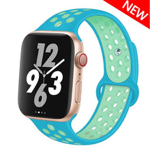 Load image into Gallery viewer, Silicone Strap For Apple Watch band 44mm 40mm 38mm 42mm Breathable wrist Sport belt bracelet iWatch serie 5 4 3 2 SE 6 watchband
