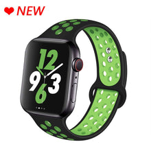 Load image into Gallery viewer, Silicone Strap For Apple Watch band 44mm 40mm 38mm 42mm Breathable wrist Sport belt bracelet iWatch serie 5 4 3 2 SE 6 watchband
