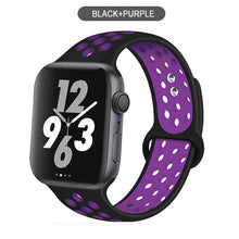 Load image into Gallery viewer, Silicone Strap For Apple Watch band 44mm 40mm 38mm 42mm Breathable wrist Sport belt bracelet iWatch serie 5 4 3 2 SE 6 watchband
