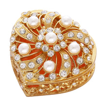 Load image into Gallery viewer, Silve Heart Shaped Jewelry For Women Luxury Decoration Jewellery Case With Rhinestone Wedding Gift To Bride Collection Box
