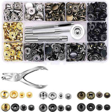 Load image into Gallery viewer, Snap Fasteners Kit 12.5mm Metal Snap Buttons for Clothing Craft Bag Shoes Collar Belt Jeans Perfect Fit Adjust Button DIY Tailor
