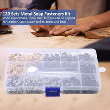 Load image into Gallery viewer, Snap Fasteners Kit 12.5mm Metal Snap Buttons for Clothing Craft Bag Shoes Collar Belt Jeans Perfect Fit Adjust Button DIY Tailor
