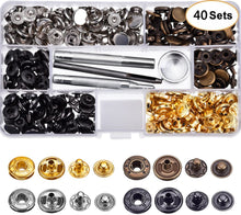 Load image into Gallery viewer, Snap Fasteners Kit 12.5mm Metal Snap Buttons for Clothing Craft Bag Shoes Collar Belt Jeans Perfect Fit Adjust Button DIY Tailor
