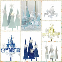 Load image into Gallery viewer, Snow Castle Cake Topper Acrylic Frozen Princess Happy Birthday Flags For Girls Childs Cartoon  baking Cake Decoration
