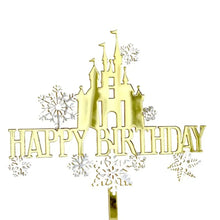 Load image into Gallery viewer, Snow Castle Cake Topper Acrylic Frozen Princess Happy Birthday Flags For Girls Childs Cartoon  baking Cake Decoration
