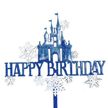 Load image into Gallery viewer, Snow Castle Cake Topper Acrylic Frozen Princess Happy Birthday Flags For Girls Childs Cartoon  baking Cake Decoration
