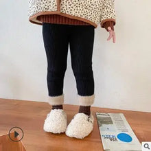 Load image into Gallery viewer, Solid Kids Girls Leggings Cotton Knit Leggings for Girls Winter Baby Pants Warm Thick Plus Velvet Toddler Girls Leggings LZ543
