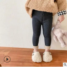 Load image into Gallery viewer, Solid Kids Girls Leggings Cotton Knit Leggings for Girls Winter Baby Pants Warm Thick Plus Velvet Toddler Girls Leggings LZ543
