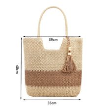 Load image into Gallery viewer, Straw Beach Bag Summer Woven Tote Bag with Tassels Large Shoulder Bag for Women Straw Purses and Handbags Rattan Boho Bag Raffia
