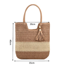 Load image into Gallery viewer, Straw Beach Bag Summer Woven Tote Bag with Tassels Large Shoulder Bag for Women Straw Purses and Handbags Rattan Boho Bag Raffia
