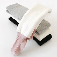 Load image into Gallery viewer, Suefunskry Toddler Girl Knitted Leggings Elastic Band Bow Decora Tights Fleece-lined Thick Pantyhose Winter Warm Stockings
