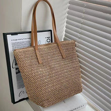 Load image into Gallery viewer, Summer Large Capacity Tote Bag Women Shoulder Bag Handmade Woven Bag INS Fresh Rural Handheld Grass Woven Women Bag
