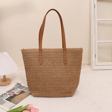Load image into Gallery viewer, Summer Large Capacity Tote Bag Women Shoulder Bag Handmade Woven Bag INS Fresh Rural Handheld Grass Woven Women Bag
