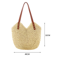 Load image into Gallery viewer, Summer Straw Bags for Women Straw Shoulder Bags Rattan Woven Top Handle Bag Hollow Raffia Crochet Beach Bag Casual Handbags 2023
