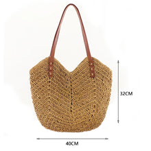 Load image into Gallery viewer, Summer Straw Bags for Women Straw Shoulder Bags Rattan Woven Top Handle Bag Hollow Raffia Crochet Beach Bag Casual Handbags 2023
