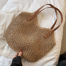 Load image into Gallery viewer, Summer Straw Bags for Women Straw Shoulder Bags Rattan Woven Top Handle Bag Hollow Raffia Crochet Beach Bag Casual Handbags 2023
