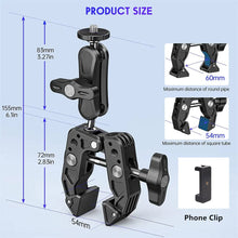 Load image into Gallery viewer, Super Clamp Camera Clamp Mount Monitor 360° Ballhead Magic Arm Adapter with1/4"-20 3/8" for Canon Nikon DSLR Camera/Gopro/Lights
