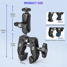 Load image into Gallery viewer, Super Clamp Camera Clamp Mount Monitor 360° Ballhead Magic Arm Adapter with1/4"-20 3/8" for Canon Nikon DSLR Camera/Gopro/Lights
