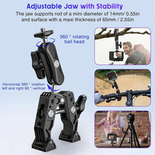 Load image into Gallery viewer, Super Clamp Camera Clamp Mount Monitor 360° Ballhead Magic Arm Adapter with1/4"-20 3/8" for Canon Nikon DSLR Camera/Gopro/Lights
