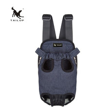 Load image into Gallery viewer, TAILUP Autumn And Winter  Denim Front Pet Carrier Bag Double Shoulder Carrying Small Dog And Cat Quilted Soft Short Plush
