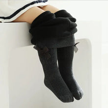 Load image into Gallery viewer, Thick velvet pantyhose for girls clothes winter black lace bowknot deisgn kids tights for girls stocking toddler legging child
