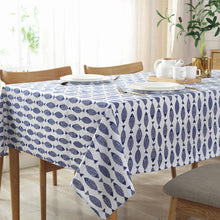 Load image into Gallery viewer, Thicken Cotton Linen Tablecloth Simple Blue Fish Print Cover Japanese Style Washable Table Cloth for Wedding Tea Table
