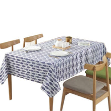 Load image into Gallery viewer, Thicken Cotton Linen Tablecloth Simple Blue Fish Print Cover Japanese Style Washable Table Cloth for Wedding Tea Table
