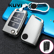 Load image into Gallery viewer, Tpu Carbon Filber Car Key Case Cover For Golf 7 MK7 Tiguan MK2 For SEAT Ateca Leon FR 2 Ibiza For Skoda Octavia A7
