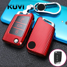 Load image into Gallery viewer, Tpu Carbon Filber Car Key Case Cover For Golf 7 MK7 Tiguan MK2 For SEAT Ateca Leon FR 2 Ibiza For Skoda Octavia A7
