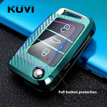 Load image into Gallery viewer, Tpu Carbon Filber Car Key Case Cover For Golf 7 MK7 Tiguan MK2 For SEAT Ateca Leon FR 2 Ibiza For Skoda Octavia A7
