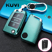 Load image into Gallery viewer, Tpu Carbon Filber Car Key Case Cover For Golf 7 MK7 Tiguan MK2 For SEAT Ateca Leon FR 2 Ibiza For Skoda Octavia A7
