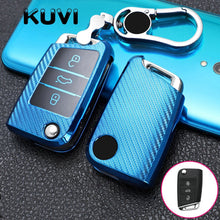 Load image into Gallery viewer, Tpu Carbon Filber Car Key Case Cover For Golf 7 MK7 Tiguan MK2 For SEAT Ateca Leon FR 2 Ibiza For Skoda Octavia A7
