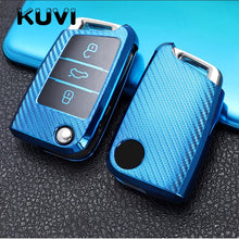 Load image into Gallery viewer, Tpu Carbon Filber Car Key Case Cover For Golf 7 MK7 Tiguan MK2 For SEAT Ateca Leon FR 2 Ibiza For Skoda Octavia A7
