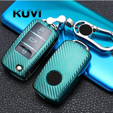 Load image into Gallery viewer, Tpu Carbon Filber Car Key Case Cover For  Polo Tiguan Passat B5 B6 B7 Golf 4 5 6 MK6 Jetta Lavida For Skoda Octavia
