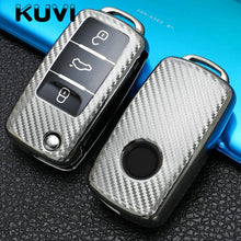 Load image into Gallery viewer, Tpu Carbon Filber Car Key Case Cover For  Polo Tiguan Passat B5 B6 B7 Golf 4 5 6 MK6 Jetta Lavida For Skoda Octavia
