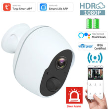 Load image into Gallery viewer, Tuya Smart Leven 5200mAh Oplaadbare Batterij IP65 Outdoor Draadloze WIFI 1080P IP Surveillance Sirene Batterij Camera Alexa Google
