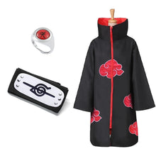 Load image into Gallery viewer, Uchiha Itachi Akatsuki Red Cloud Cloak Anime Naruto Ninja Cosplay Costume Headband Necklace Halloween Cloak Adult Child

