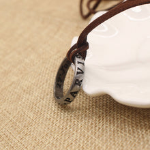 Load image into Gallery viewer, Uncharted 4 Nathan Drake's Vintage Band Cosplay Ring Leather Code Pendant Necklace
