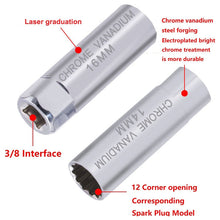 Load image into Gallery viewer, Universal Spark Plug Socket Spark Plug Wrench 3/8 Magnetic 12 Angle Thin Wall for 14/16mm Spark Plug Removal Auto Repair Tool
