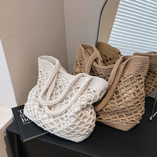 Load image into Gallery viewer, Vintage Bohemian Beach Bag for Women Summer Large Capacity Hollow Handbags Rattan Handmade Kintted Travel Shpping Totes
