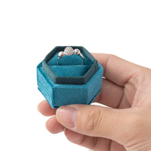 Load image into Gallery viewer, Vintage Hexagon Velvet Jewelry Single Ring Box Case for Engagement Wedding Ceremony Valentines Day Holding Storage Container
