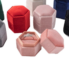 Load image into Gallery viewer, Vintage Hexagon Velvet Jewelry Single Ring Box Case for Engagement Wedding Ceremony Valentines Day Holding Storage Container

