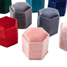 Load image into Gallery viewer, Vintage Hexagon Velvet Jewelry Single Ring Box Case for Engagement Wedding Ceremony Valentines Day Holding Storage Container
